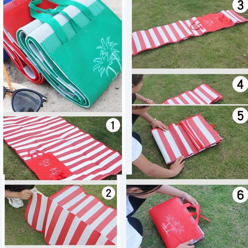 Kit 2 Esteira De Praia Vira Bolsa Dobrável Com Alça 170x90