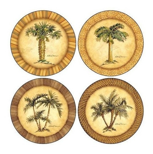 Coasterstone As1990 Absorbent Coasters 414inch Palm Trees Ju