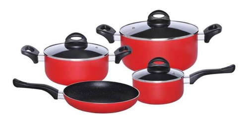 Batería Cocina 7 Piezas Roja Cónica