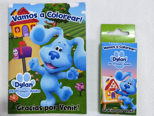 10 Libritos Personalizados + 6 Crayolas - Pistas De Blue