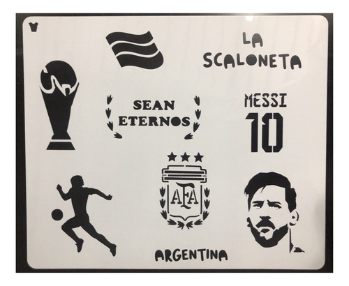 Stencil Plantilla Mundial Messi P/ Aerografo. Reutilizable