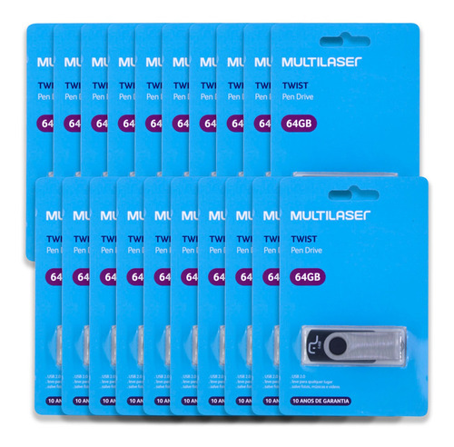 Imagem 1 de 5 de 20 Pen Drive Twist 64gb Usb Multilaser - 20 Cartelas