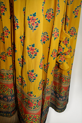 Vestido Mostaza 100% Algodón De La India