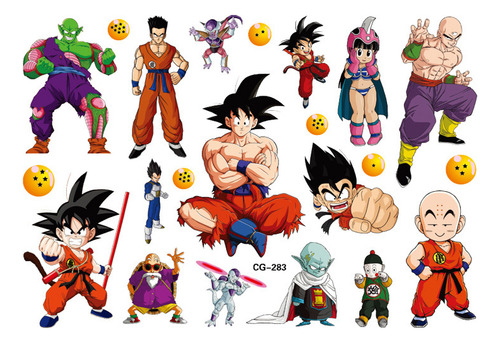 Tatuajes Temporales Goku Dragon Ball Niños Cumpleaños 60 Pzs
