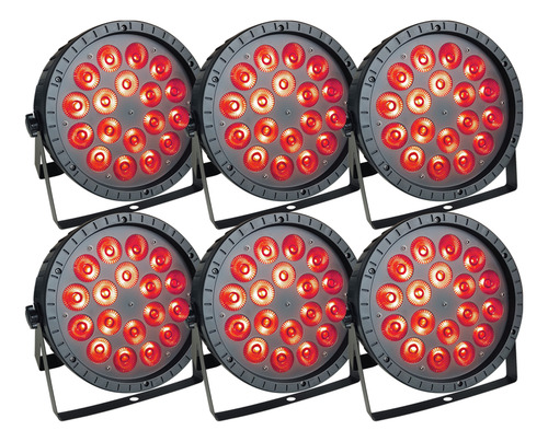 6x Canhao Refletor Slim 18 Leds 12w Rgbw Dmx 4n1 Powercon