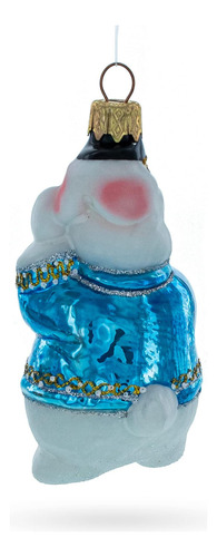 El Conejo Blanco Tiene Un Mini Adorno De Navidad De Vidrio