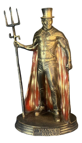 Estatua Exu Tranca Ruas Cartola Dourado Exclusiva