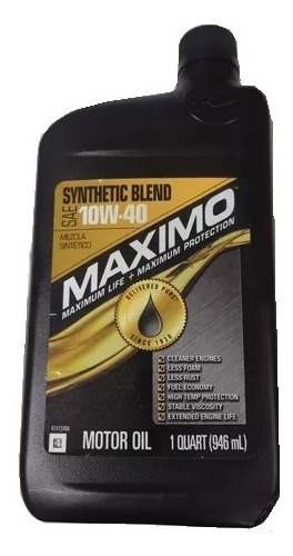 Aceite Para Motor 10w-40 Synthetic Blend Máximo Usa
