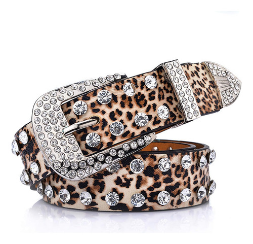 Cinturones De Cuero Pu Con Estampado De Leopardo Para Mujer,