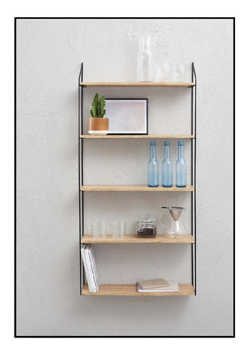 Estante Con 5 Niveles Madera Metal Negro 59x15x116cm