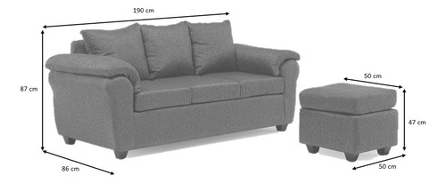 Mpr Sofá Ezeiza + 1 Pouf Lino