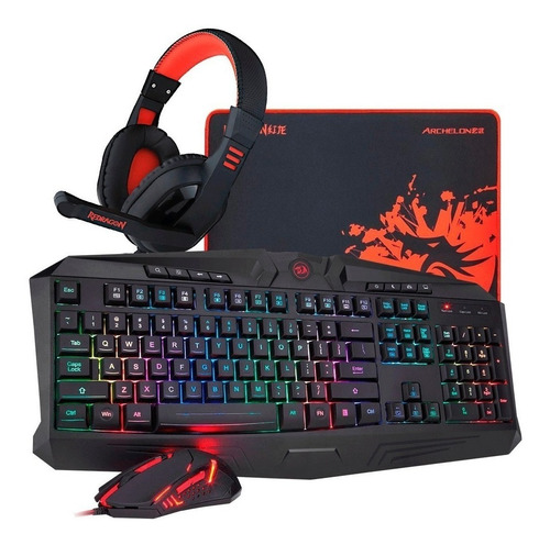 Kit Gamer Rgb Teclado Pad Auricular Mouse Redragon S101-ba-1