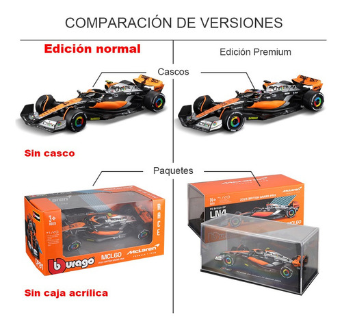 Bburago 1:43 2023 F1 Mclaren Mcl60 #4 Lando Norris Diecast
