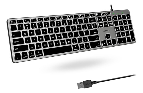 Teclado Macally Retroiluminado Para Mac Con Cable/gris