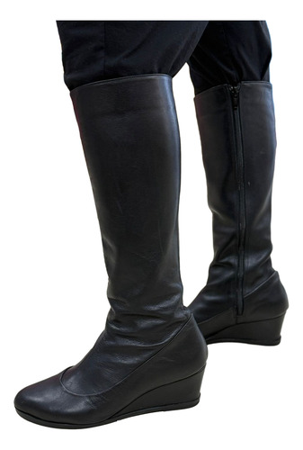 Botas Paruolo Cuero Caña Alta Taco Chino T. 37 Impecables (Usado)