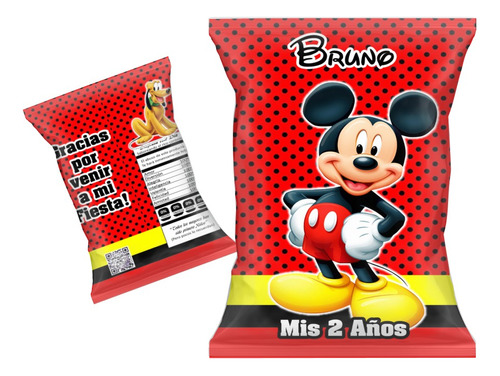 Bolsitas Golosineras Chips Bags Mickey Mouse X10 Cumpleaños 