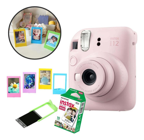 Câmera Instax Mini 12 Rosa Com 5 Mini Porta Retratos