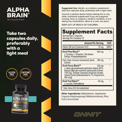Onnit - Suplemento Para El Cerebro 30 Cápsulas Alpha Brain