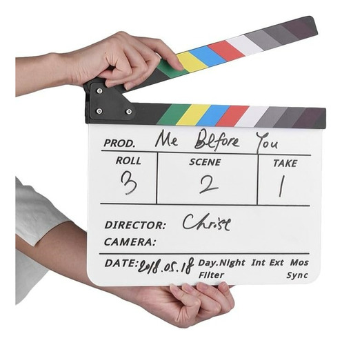Claqueta De Cine Profesional Blanca Coloreada