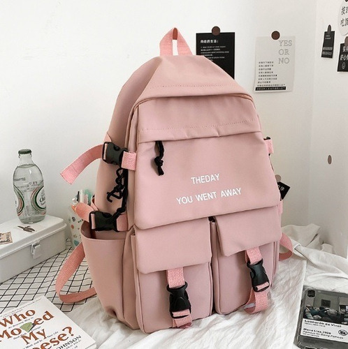 Mochila De Costas Impermeável Com Divisória Interna Chens Cor Rosa-pálido