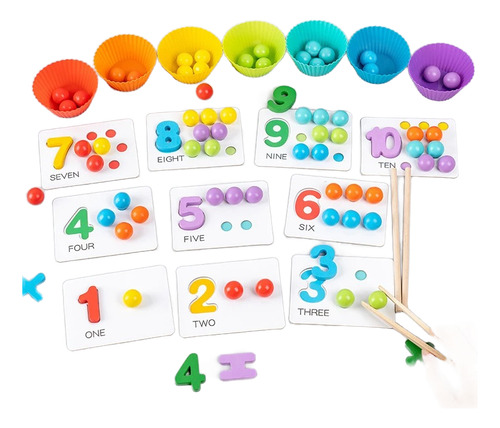Juego De Clasificacion De Colores Y Conteo Montessori