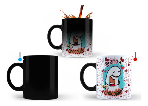 Taza Mágica, Flork, Frase Te Amo Mas Que El Chocolate,pareja