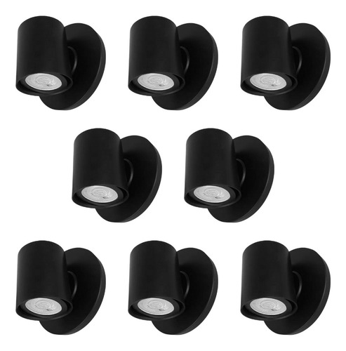8x Arandela Direcionável Spot - Área Externa 12x8x6cm Preto