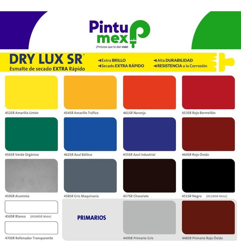 Pintumex, Dry Lux, Esmalte Base Aceite, Secado Rápido 4 Lts Chocolate Brillante