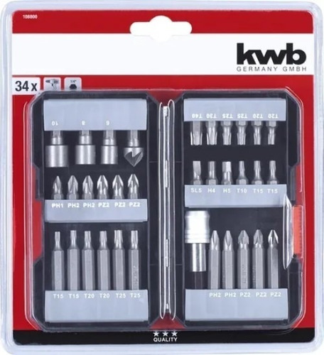 Juego Set 34pc Puntas Atornillador Fresador Kwb Einhell Torx