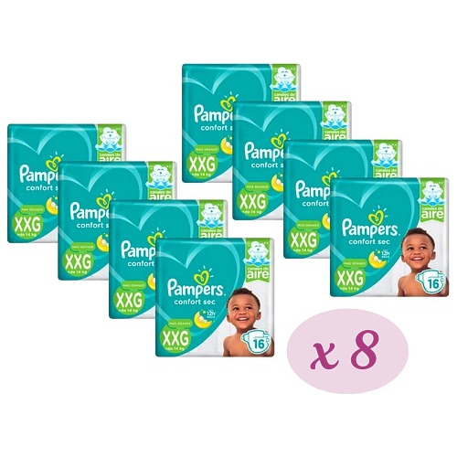 Pampers Confort Sec M, G, Xg Y Xxg X8paquetes