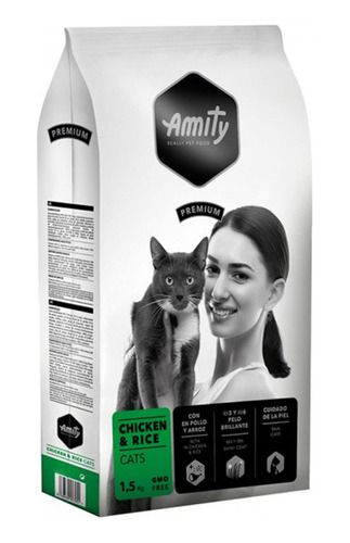 Amity Premium Pollo Y Arroz Para gatos 1.5kg