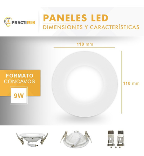 Imagen 2 de 10 de Panel Plantón Led Embutir 9w Redondo Cóncavo Calidad Premium