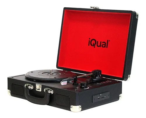 Tocadiscos Portatil Bluetooth Iqual Bum Vinilo Vintage Usb