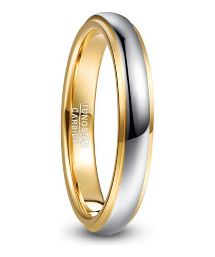 Anillo De Tungsteno Y Chapa Oro 18k Boda Matrimonio 