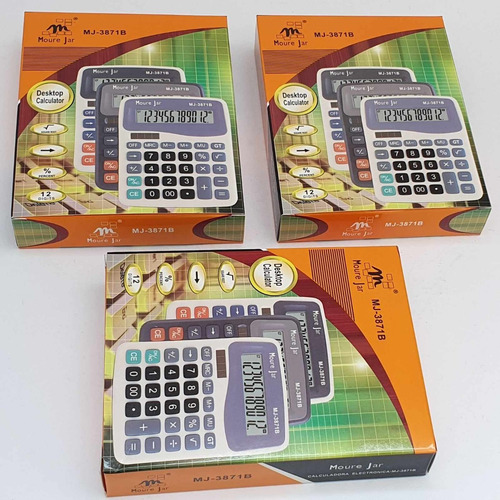 3 Calculadoras Grande C 12 Dig. De Mesa Balcão Escritório Mj