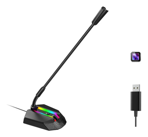 Granvela Microfono Usb Para Juego Condensador Escritorio Led
