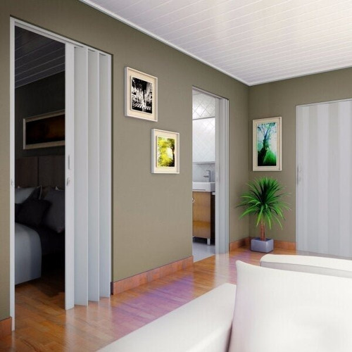 Porta Sanfonada Pvc Polifort 210cmx100cm Cinza Jiwt