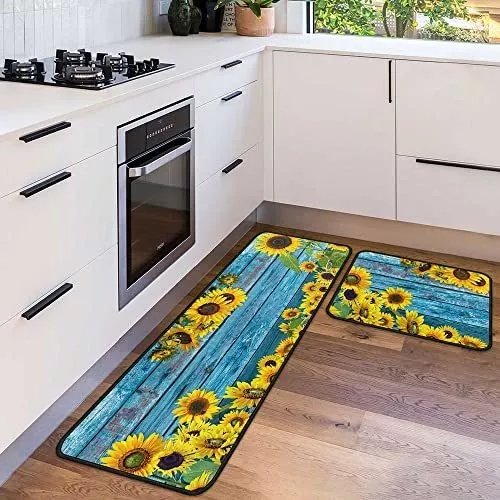 Ileading Juego de alfombras de cocina bohemias de 3 piezas con tapete  floral para cocina, alfombras y tapetes de cocina de granja,  antideslizantes