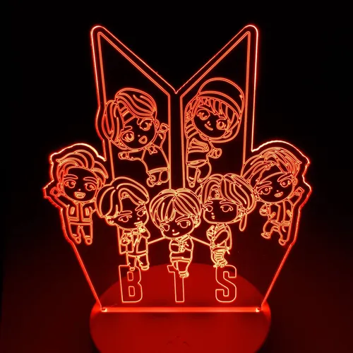 Abajur Luminária Kpop Bts Figure K-pop Logo Logotipo Ac0275