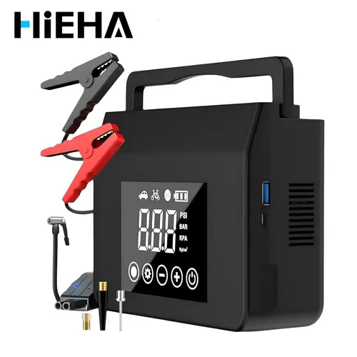 Hieha Arrancador De Carro 150psi Bomba De Ar Infladorsem Fio Inteligente Com Luzes Led 4000a 15000mah Paraautomoveis E Velculos