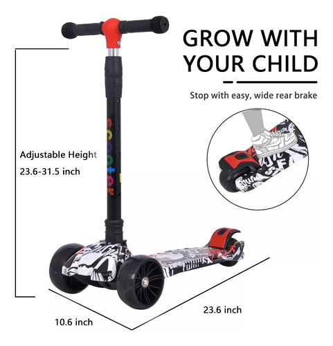 Scooter Para Niños De 3 Ruedas Con Luces Led