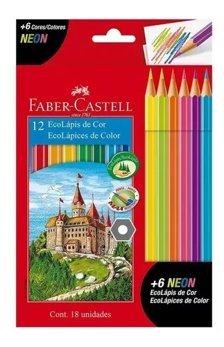 Colores Faber Castell Ecolapiz x12 + 6 Neones — Comercial Li