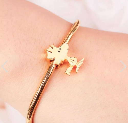 Charm Snoopy Con Cristales Y Woodstock Plata S925 Snoopy Y Woodstock