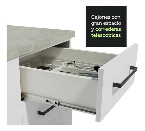 Cocina Integral Completa Modular Madesa Agata 180cm 09 Colar Blanco