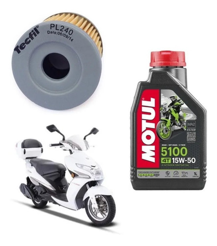 Kit Óleo E Filtro Haojue Vr150 Motul 5100 15w50 Pl240