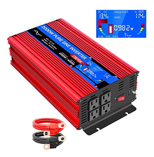 Pure Sine Wave Inverter 2000 Watt 12v Dc To 110v 120v A...