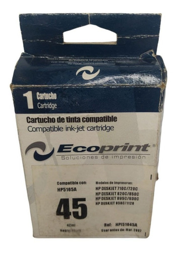 Cartucho Ecoprint  Hp 45 Negro