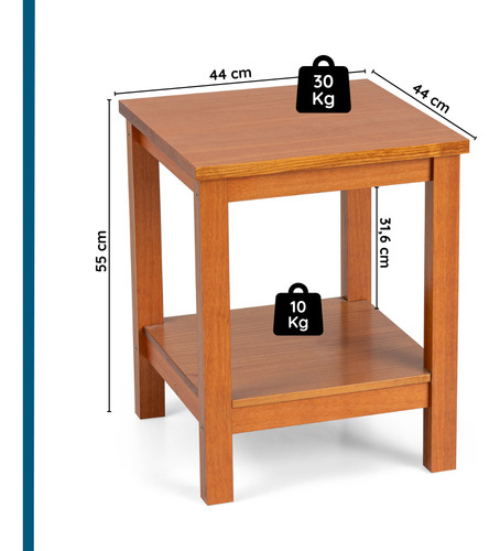 Mesa Lateral Em Madeira Maciça Flat Artemobili Cor Garapa