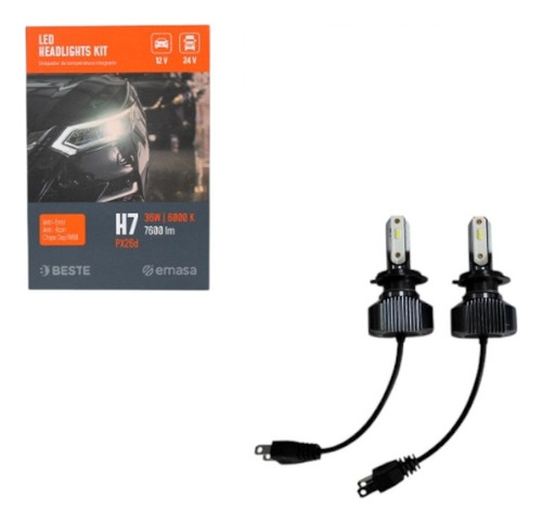 Kit Ampolletas Csp Led H7 12-24v 72w 7600lm Anti-error Beste