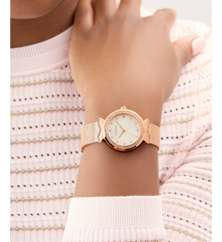 Reloj Guess Mermaid Mujer Oro Rosa Fondo Plateado